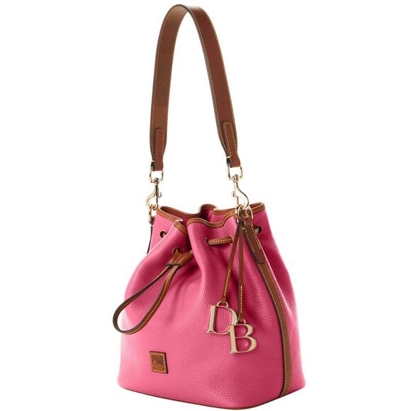 Dooney & Bourke Pebble Grain Drawstring Shoulder Bag - Hot Pink - Picture 2 of 4